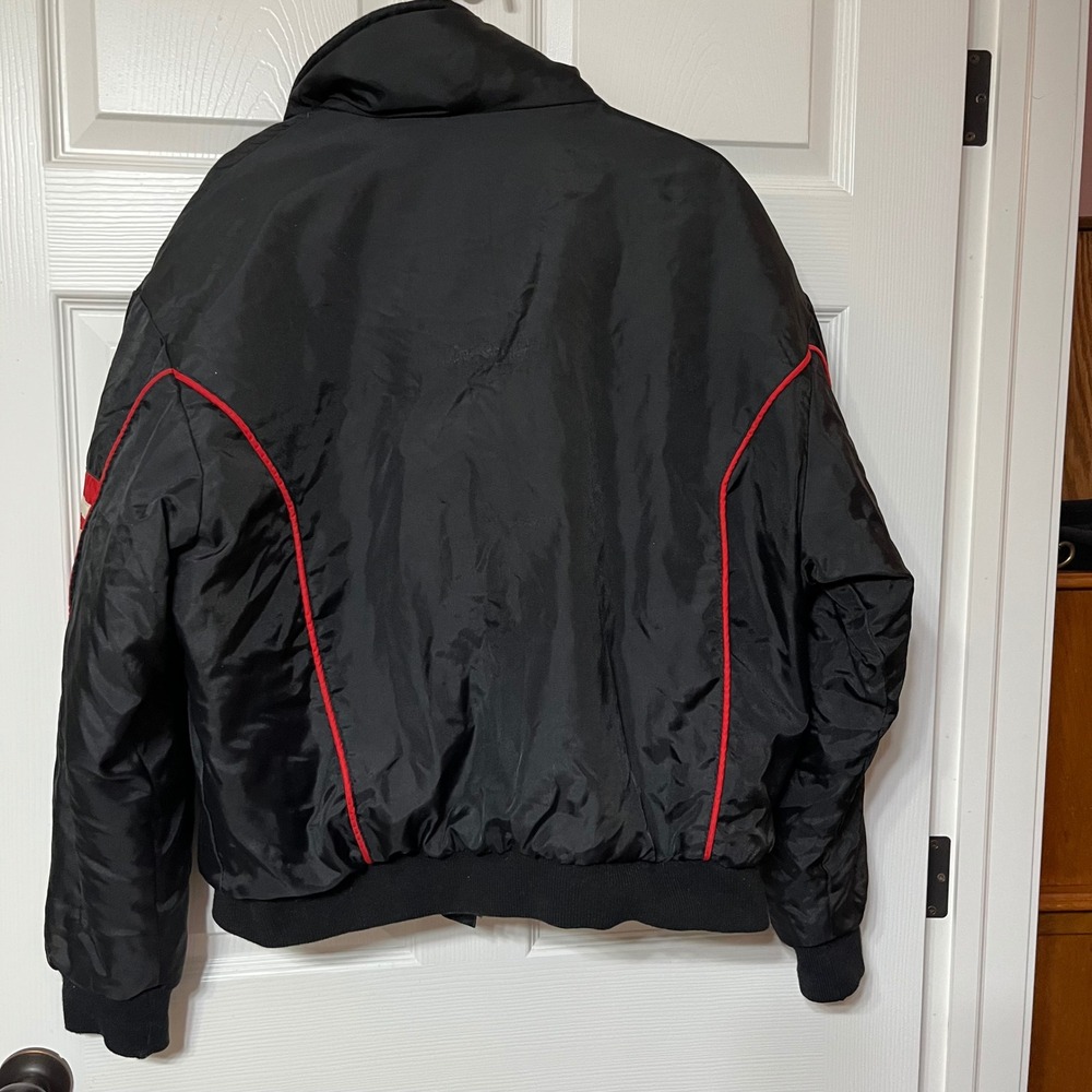 Vintage CHOKO Black Red Maple Leaf Jacket Size Large - Picture 2 of 8